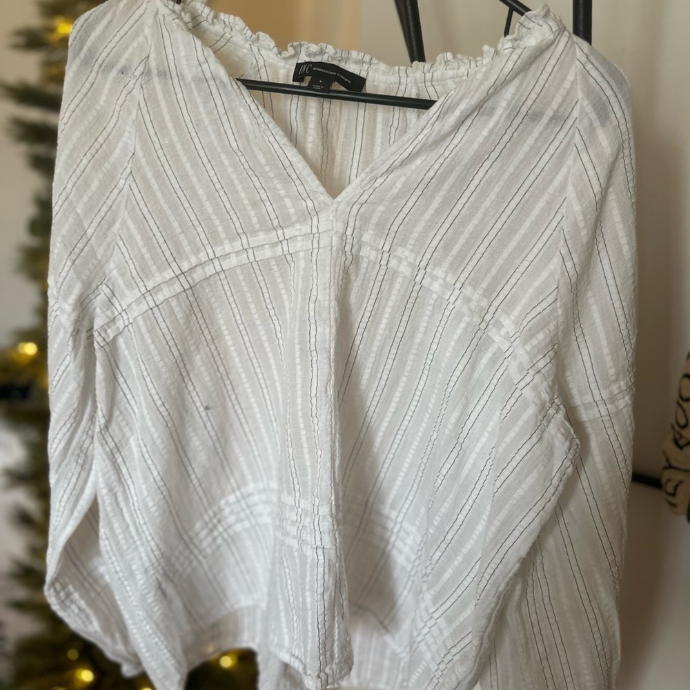 BOGO: INC International Concepts White Striped Blouse